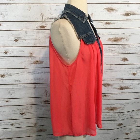 Double Zero Jean & Coral Vest Shirt - Picture 4 of 8